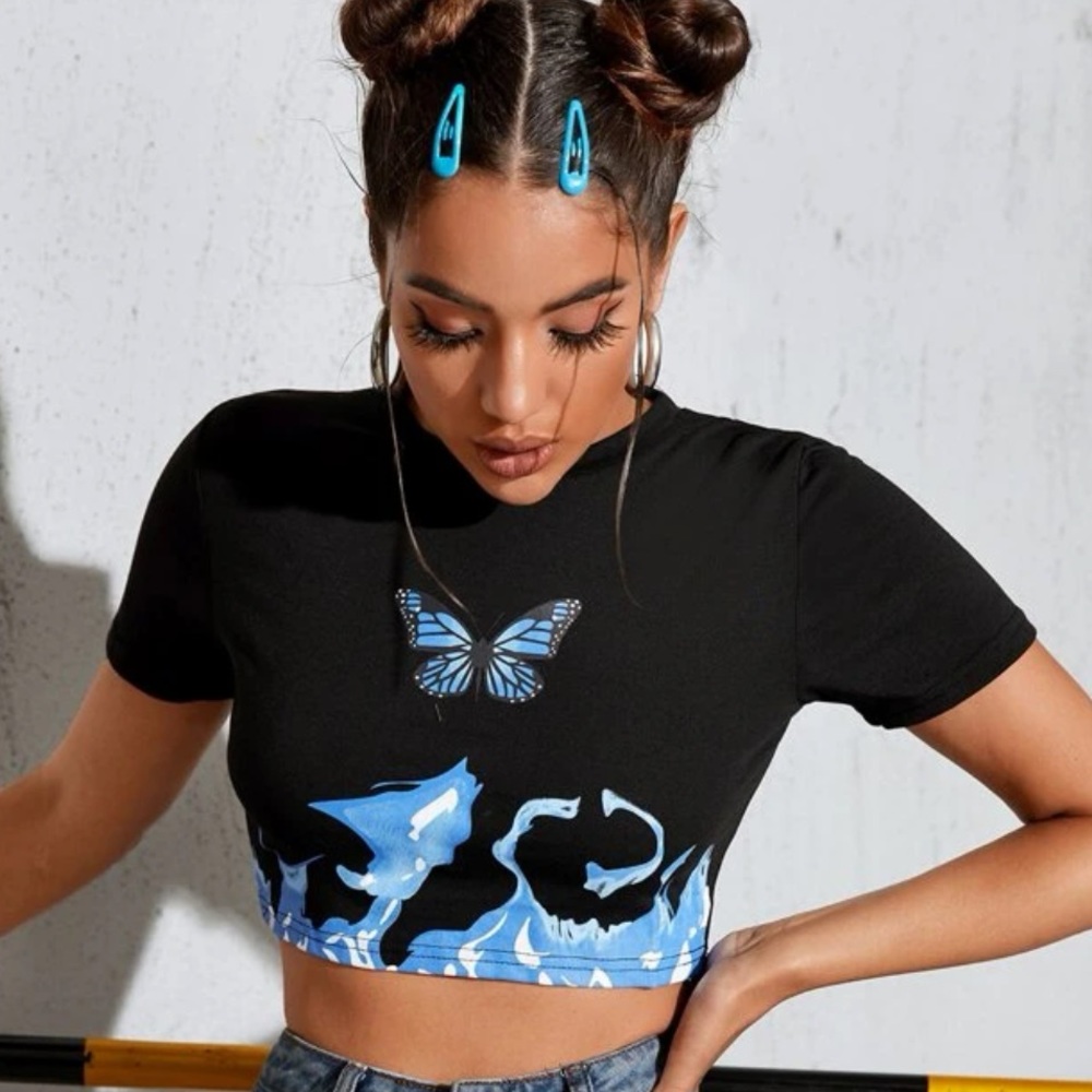 Shein Butterfly Crop Top